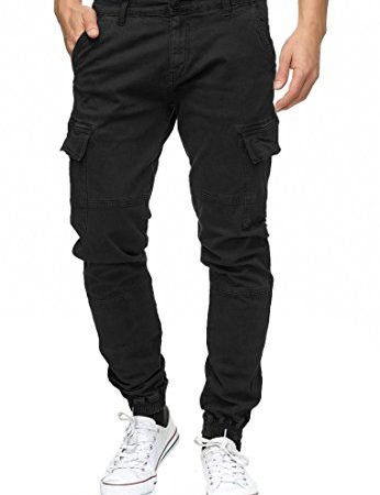 Indicode Herren August Cargohose aus Baumwolle mit 6 Taschen | Cargo Chino Hose f. Männer Black XL