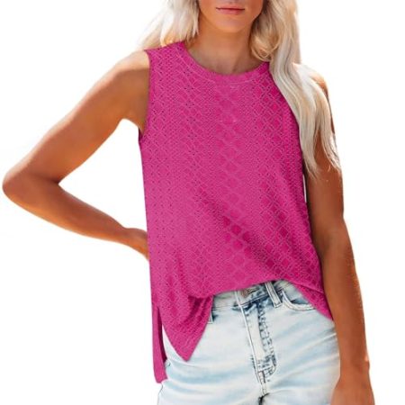 Overnight Delivery Items Prime Tank Top Damen Ist Bügelfrei Ärmellose Blusen Sommer Lässiges Basic Oberteile Spaghetti Sommermode Elegante Cami Tops Rundhalsausschnitt Shirt Scoop-Ausschnitt Oberteile