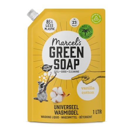 Marcel's Green Soap - Universal Waschmittel Nachfüllpackung Vanille & Baumwolle - Waschflüssigkeit - Frei von Palmöl & Mikroplastik - 100% Umweltfreundlich - 100% Vegan - 95% Biologisch abbaubar - 1 L