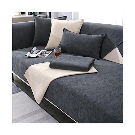 Awoyep Chenille Sofabezug, Sofabezug Ecksofa L Form, Couch Überzug U Form, Rutschfester Sofa Überzug 1/2/3/4 Sitzer, Sofaschoner, Chenille Couchbezug (Color : E, Size : 110 x 180 cm)