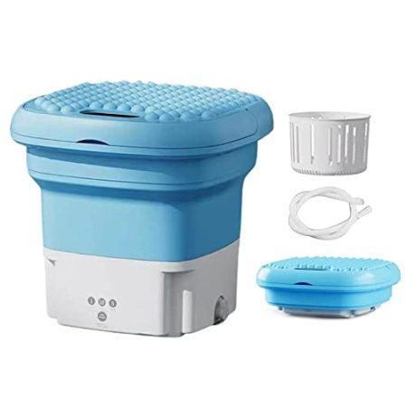 Matybobe Mini Waschmaschine Kleiner Haushalt Faltbarer tragbarer automatischer für unterwegs, Waschmaschine Klein, Portable Washing Machine-Blau