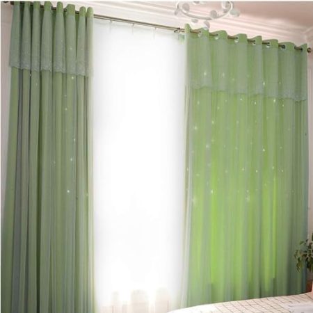 AMAXRcsy Curtain Doppelschichtiger Verdunkelungsvorhang, Ösenvorhang, Mädchenschlafzimmer-Spitzenvorhänge, Schlafzimmer/Wohnzimmer/Hotel/Wärmedämmungsvorhang, 1 Stück, F w400*h270cm (F w400*h270cm)