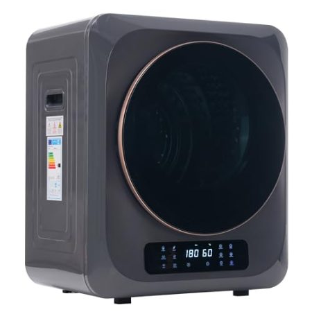 Abgastrockner, Edelstahltrockner, 2,5 kg, Tatsächlich bis zu 4 kg, 850 W, Mehrfachfiltration, 6 Programme, 6 Funktionen. Überhitzungsschutz, Wandmontage (Grau)