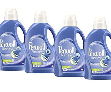 Perwoll Renew Sport Flüssigwaschmittel (4x25 Wäschen), Hygiene Waschmittel für Sport- & Funktionskleidung, Feinwaschmittel für intensive Frische