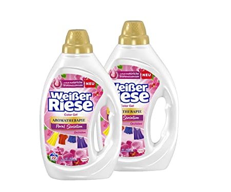 Weißer Riese Color Gel Aromatherapie Floral Sensation 44 WL (2 x 22 Waschladungen), Color Waschmittel mit Orchidee für unwiderstehlich duftende & strahlend saubere Wäsche, 100% recycelbar