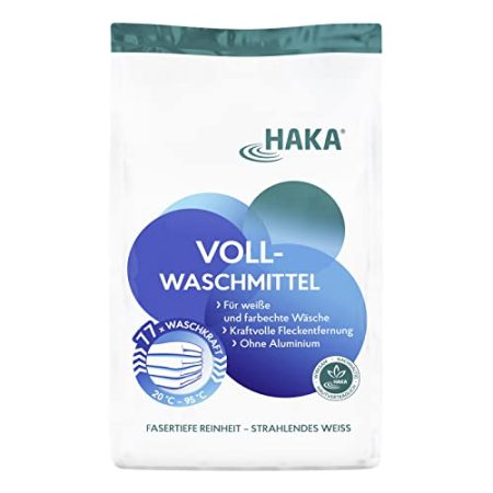 HAKA Vollwaschmittel Pulver, 77 Waschgänge Universalwaschmittel für weiß und bunt, 3 Kg