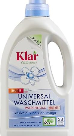 Klar eco Sensitive Universalwaschmittel Waschnuss 750ml, ohne Duft, 16 Waschladungen, für Allergiker, vegan