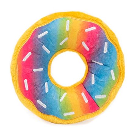 ZippyPaws Jumbo Donutz - Keine Füllung Regenbogen Spielzeug, Regenbogen Hundespielzeug mit Quietschern, Plüsch Hundespielzeug für aggressive Kauer, Sommer Hundespielzeug, Rainbow Dog Pride Zubehör