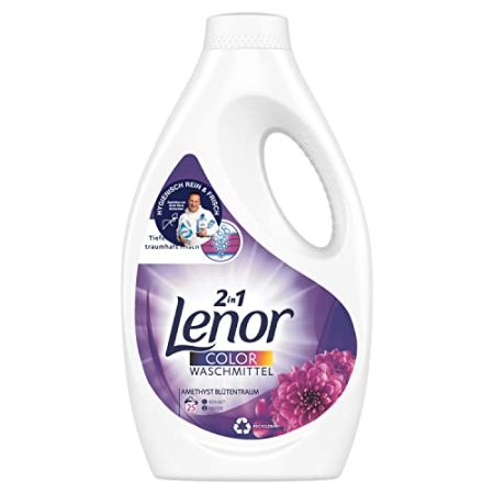 Lenor Flüssigwaschmittel Amethyst Blütentraum 1.375L – 25 Waschladungen, Für hygienische Tiefenreinheit und strahlende Farben