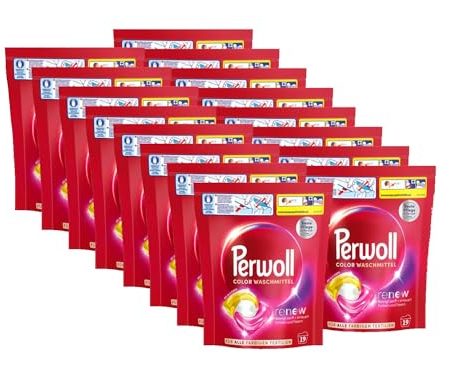 PERWOLL Caps Color Waschmittel 16x 19 WL (304 Wäschen), All-in-1 Waschmittel Caps reinigen sanft und erneuern Farben & Fasern, für alle dunklen Textilien, mit Dreifach-Renew-Technologie