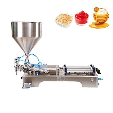 Horizontale pneumatische Pastenfüllmaschine, 250–2500 ml Flüssigkeits- und Pastenfüllmaschine, Doppelkopf-Quantitative Pastenfüllmaschine, 25 Flaschen/min Edelstahl-Flaschenfüller, für Creme-Shampoo