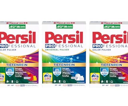 PERSIL Professional Pulver-Set 3x 130 Waschladungen (390WL) 2x Color & 1x Universal, Waschpulver-Set Großpackung mit Tiefenrein Technologie, auch für Profis, für hygienische Frische