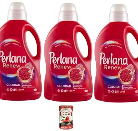 3x Perlana Renew Colorati, Waschmaschinenwaschmittel, für alle farbigen Kleidungsstücke, belebt Farben und erneuert Fasern+ Italian Gourmet pelati 400gr