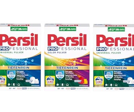 PERSIL Professional Pulver-Set 3x 130 Waschladungen (390WL) 1x Color & 2x Universal, Waschpulver-Set Großpackung mit Tiefenrein Technologie, auch für Profis, für hygienische Frische