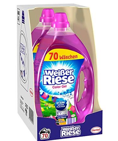 Weißer Riese Color Gel (140 (2 x 70) Waschladungen), Colorwaschmittel extra stark gegen Flecken, Flüssigwaschmittel für frische und saubere Wäsche in leuchtenden Farben