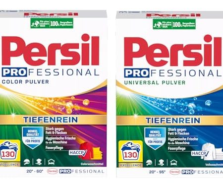 PERSIL Professional Pulver-Set 2x 130 Waschladungen (260WL) 1x Color & 1x Universal, Waschpulver-Set Großpackung mit Tiefenrein Technologie, auch für Profis, für hygienische Frische