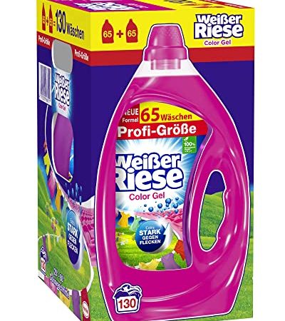 Weißer Riese Color Gel in Profi-Größe (130 Waschladungen), Color Waschmittel Großpackung für Industrie & Gewerbe, Waschmittel wirkt extra stark gegen Flecken