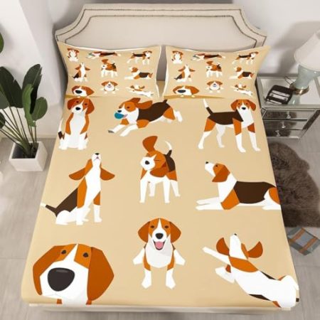 3D Spannbettlaken 90x200 cm Süßer Hund Weiches Mikrofaser Bettlaken Spannbetttuch für Kinder, Tier Bettlaken - Tiefe Tasche 30 cm Mit 1 Kissenbezügen L2033