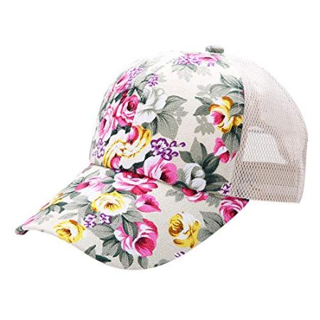 AQ899 Women Baseball Hat, Printing Women's Sun All- Baseball Flower Cap Baseball Caps for Holiday Beach