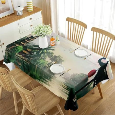 Pflaumenfarbene Tischdecke mit chinesischem Kulturelement-Gemälde, brauner Stamm, khakifarben, rechteckige Tischdecke für Esszimmer- und Küchendekorationen, 8–40 x 70 cm, 15 x 27 Zoll