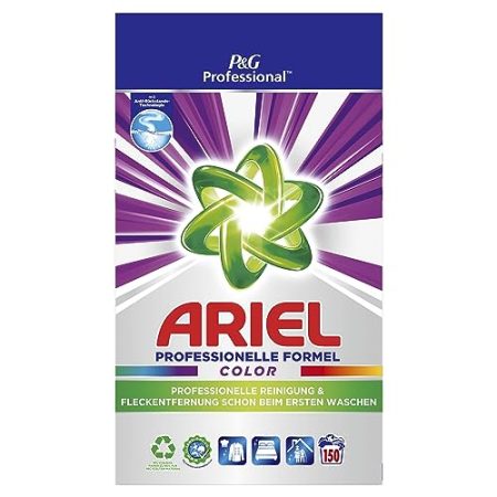 Ariel Professional Color Waschpulver, 150 Waschladungen, 9.75Kg, Ausgezeichnete Fleckentfernung schon ab der ersten Wäsche, professionelle Formel für den professionellen Einsatz