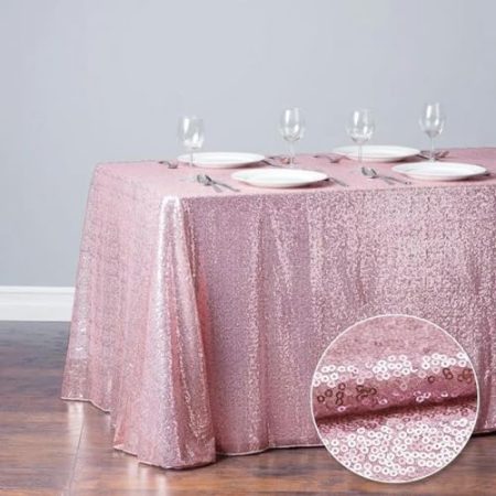 WAJIJD Glitzer-Pailletten-Tischdecke, rechteckige Tischdecke, rotgoldene Tischdecke für Hochzeit, Geburtstag, Party, Heimdekoration, individuelle Größe, Hellrosa, 100 x 150 cm