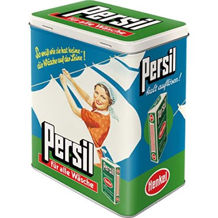 Nostalgic-Art Retro Vorratsdose L, 3 l, Persil – Wäsche auf der Leine – Geschenk-Idee für Nostalgie-Fans, Große Blech-Dose, Vintage Design