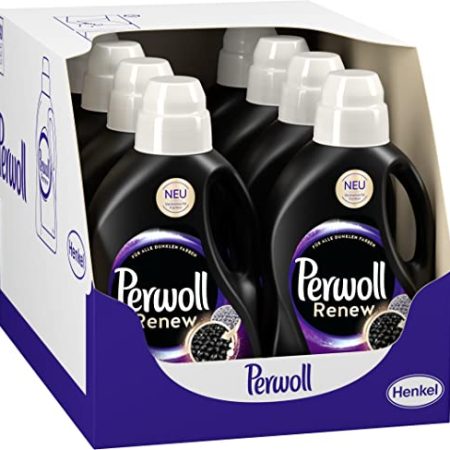 Perwoll Renew Schwarz, 192 (8 x 24 Waschladungen), Waschmittel für alle dunklen Farben, Feinwaschmittel stärkt die Fasern und verbessert die Farbintensität