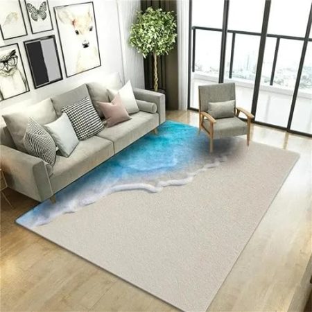 HAN MAN XIU 3D Blauer Himmel Strand Teppich Wohnzimmer Schlafzimmer Küche Badezimmer rutschfeste Bodenmatte