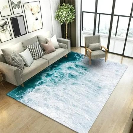 HAN MAN XIU 3D Blauer Himmel Strandteppich Wohnzimmer Schlafzimmer Küche Badezimmer rutschfeste Bodenmatte Home Decor