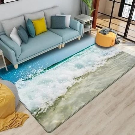 HAN MAN XIU 3D Blauer Himmel Strand Teppich Wohnzimmer Schlafzimmer Küche Badezimmer rutschfeste Bodenmatte