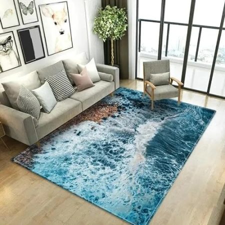 HAN MAN XIU 3D Blauer Himmel Strand Teppich Wohnzimmer Schlafzimmer Küche Badezimmer rutschfeste Bodenmatte